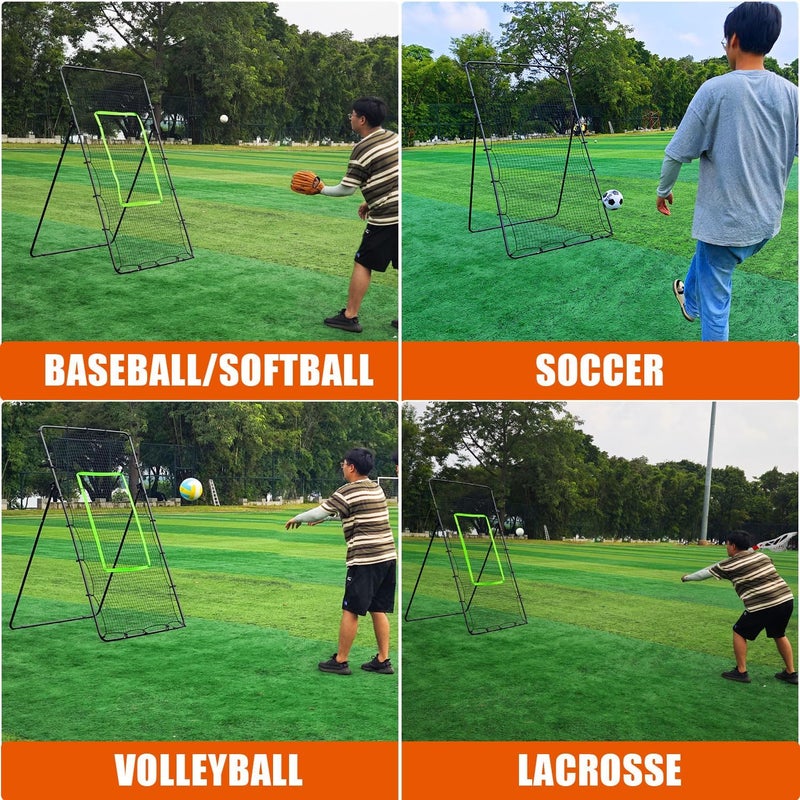 LOMGWAYS Volleyball Rebounder Net with Volleyball, Bungee Cords,Carry Bag and Neon Target, 5 Adjustable Angles Bounce Back Net for Volley Ball,Baseball,Improve Skills (4x7ft) - Image 5